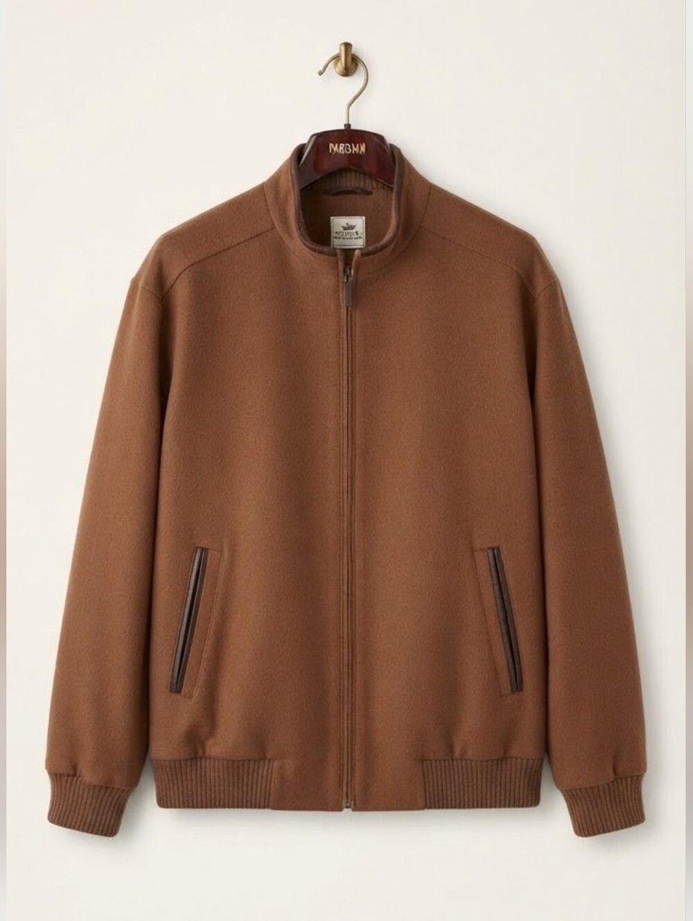 Peter Millar Crown Crafted XL Brown Wool Cashmere Blend Full Zip Bomber Jacket